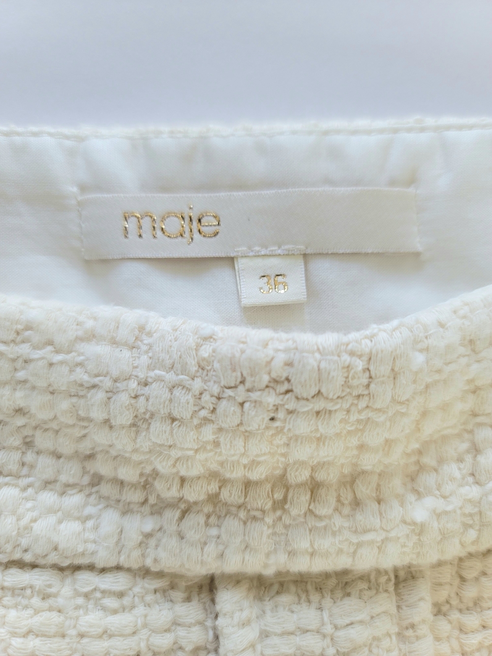 Maje Jill Button Front Bouclé Look Skirt Cream 36 Parisian Classic Chic - Picture 3 of 9